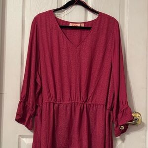 Hot Pink V-Neck Blouse